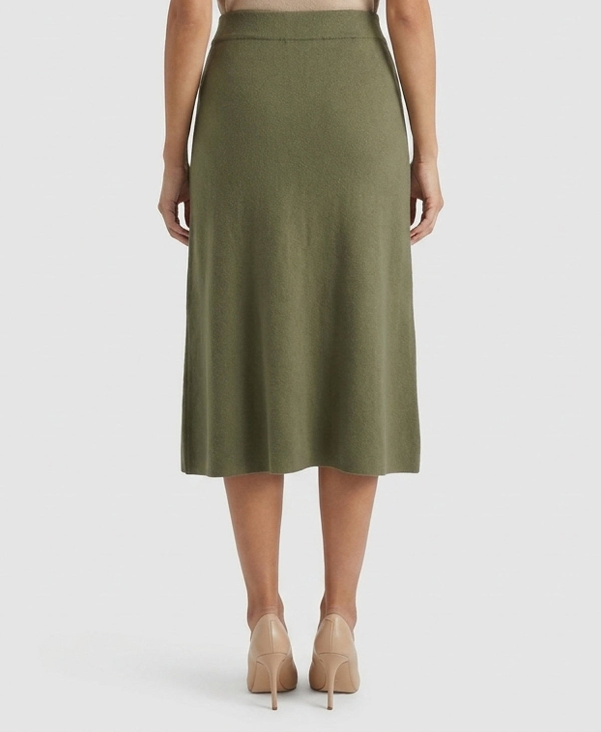 Plush Knit Midi Skirt w/ Center Seam & Pockets